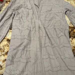 Gray Eyelet Long Sleeve coat